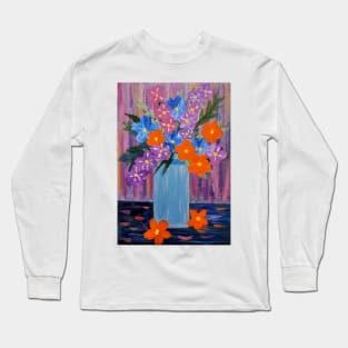 A beautiful bouquet of mixed flowers in a tall vase Long Sleeve T-Shirt